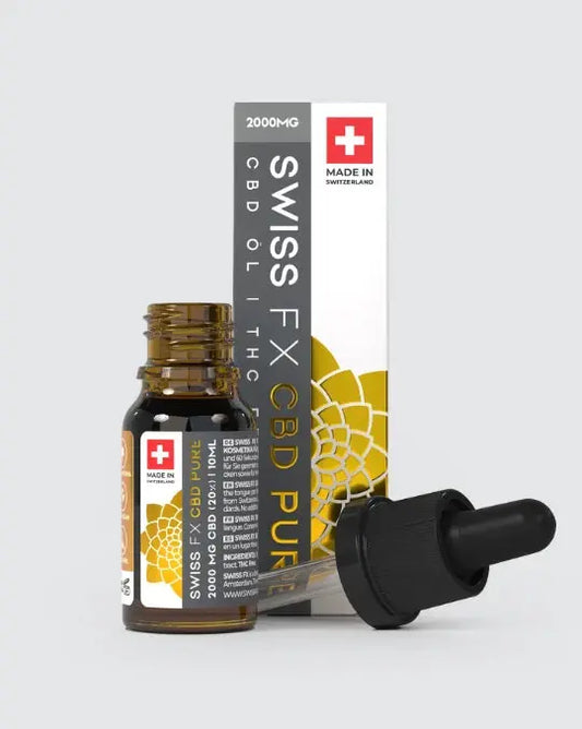 Swiss FX CBD Öl Pure 2000 mg – THC-freies Premium CBD Öl aus der Schweiz in 10 ml Flasche mit Pipette, hochwertige Qualität für natürliche Entspannung.