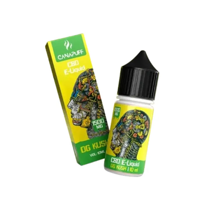 Canapuff CBD Liquid OG Kush 1500mg 10ml E-Liquid Flasche mit Verpackung