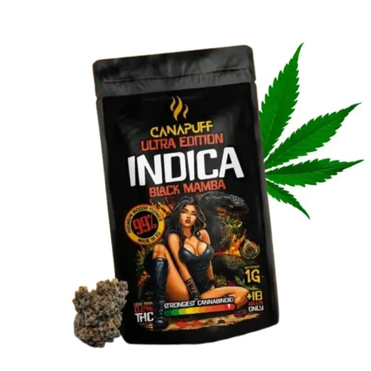 Canapuff Indica Blüten Black Mamba Ultra Edition 99% CBD, 1 Gramm Verpackung