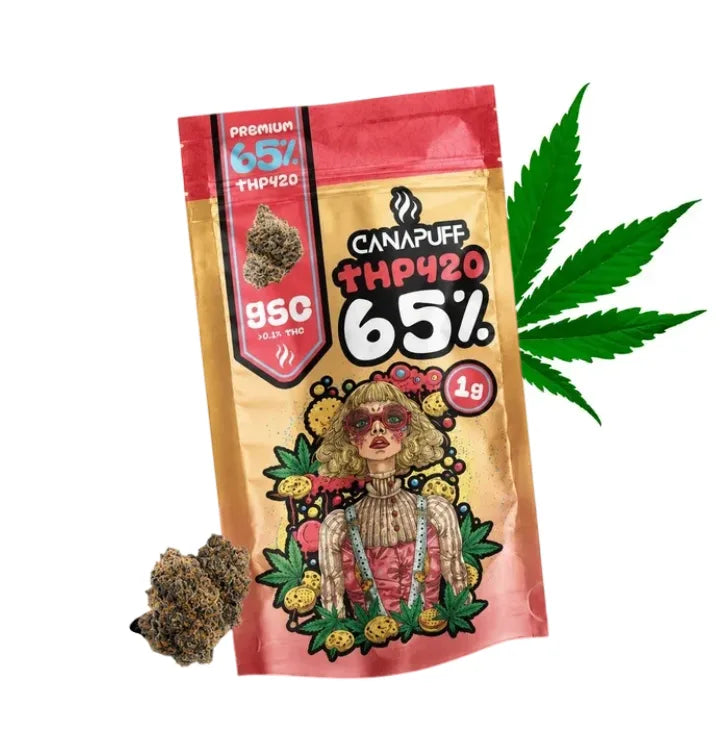 THP420 Blüten GSC 65% von Canapuff, Verpackung mit Blüte