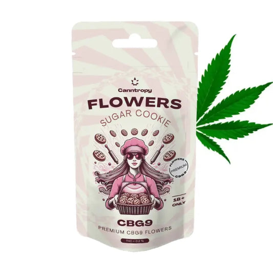 CBG9 Blüten von Canntopy Sugar Cookie imit Verpackung Vorderansicht
