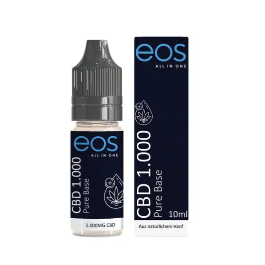 CBD Liquid Pure Base 1000mg 10ml Flasche von EOS mit Verpackung