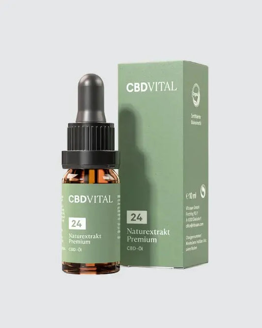 CBD Vital Naturextrakt Premium 24 – Hochdosiertes CBD-Öl mit 2400 mg in 10ml Flasche mit Verpackung
