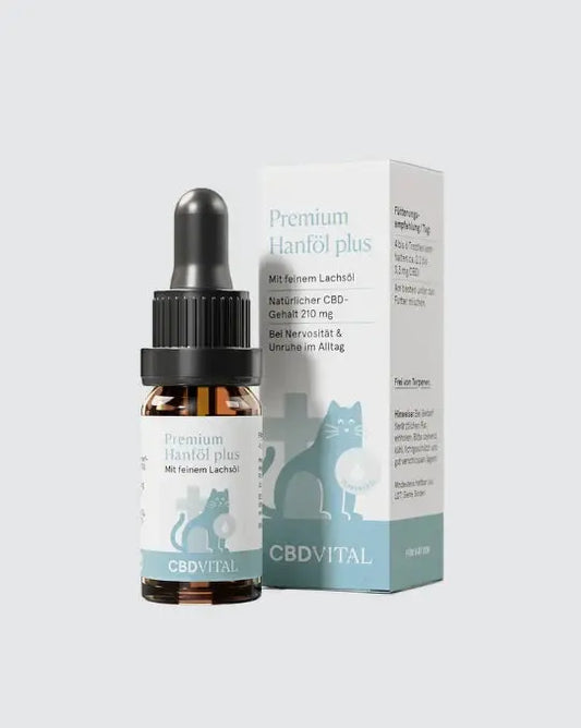 CBD VITAL Premium Hanföl plus für Katzen – 210 mg CBD in 10 ml Flasche mit Lachsöl