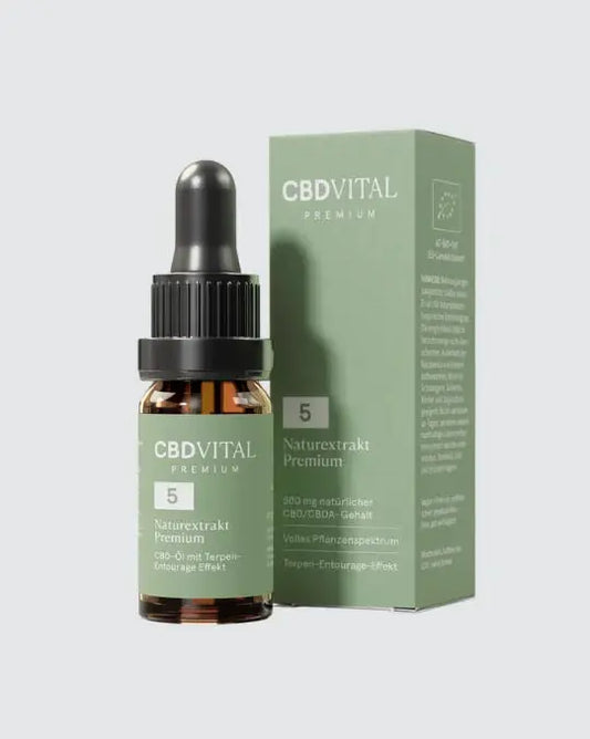 CBD VITAL Naturextrakt Premium 5 % – Vollspektrum CBD Öl mit 500 mg CBD/CBDa in 10 ml Flasche