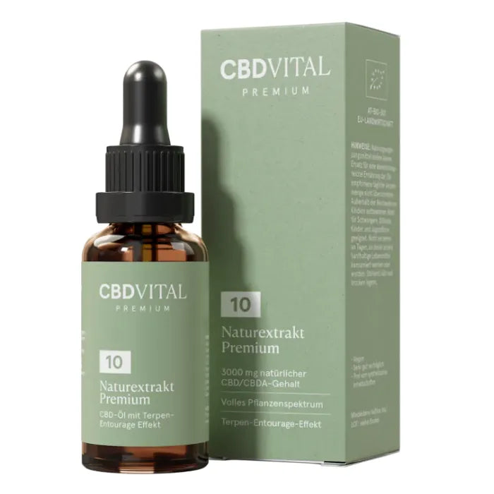CBD Vital Naturextrakt Premium Öl 10% mit 1.000 mg CBD, 30-ml-Glasflasche mit grüner Faltschachtel