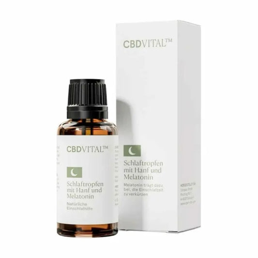 CBD Vital Schlaftropfen mit Hanf und Melatonin, 30-ml-Glasflasche mit Faltschachtel