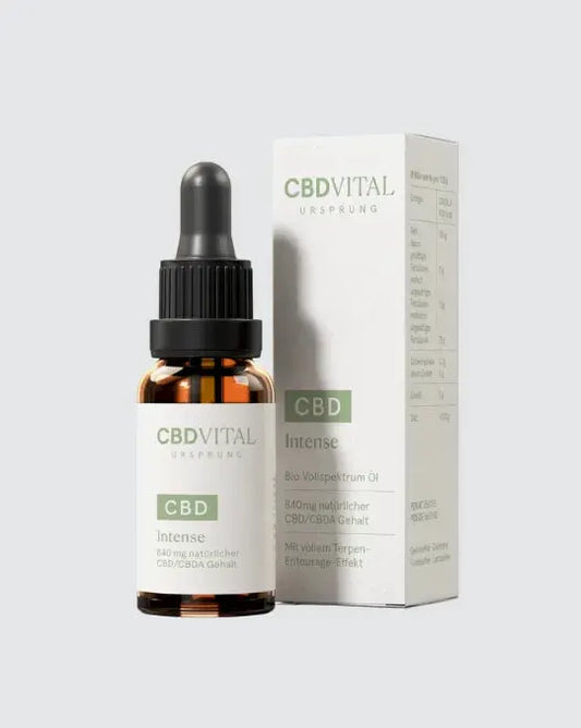 CBD Vital Ursprung Intense CBD Öl – Bio Vollspektrum Öl in 10ml Flasche mit Verpackung