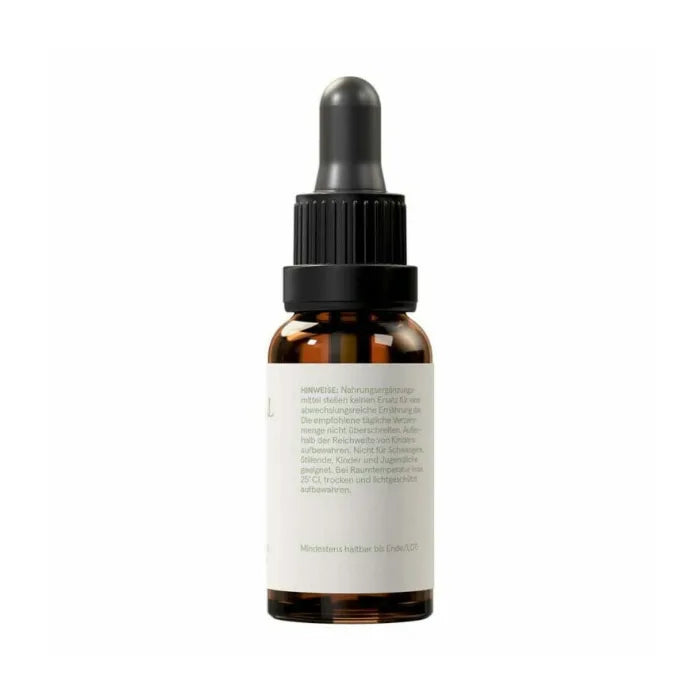 CBD Vital Ursprung Night Etikett Seite mit Hinweisen und Lagerung, 20-ml-Flasche