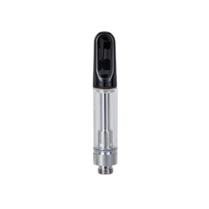 eos Vape Kartusche 1 ml aus Glas mit schwarzem Keramik-Mundstück und 510er-Gewinde, freigestellt