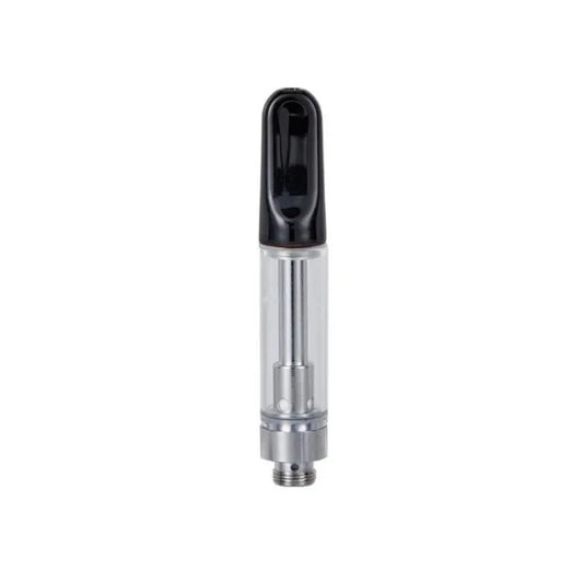 eos Vape Kartusche 1 ml aus Glas mit schwarzem Keramik-Mundstück und 510er-Gewinde, freigestellt