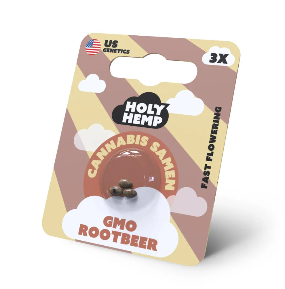 Holy Hemp GMO Rootbeer Feminisiert – 3 Fast-Flowering Cannabis Samen Verpackung