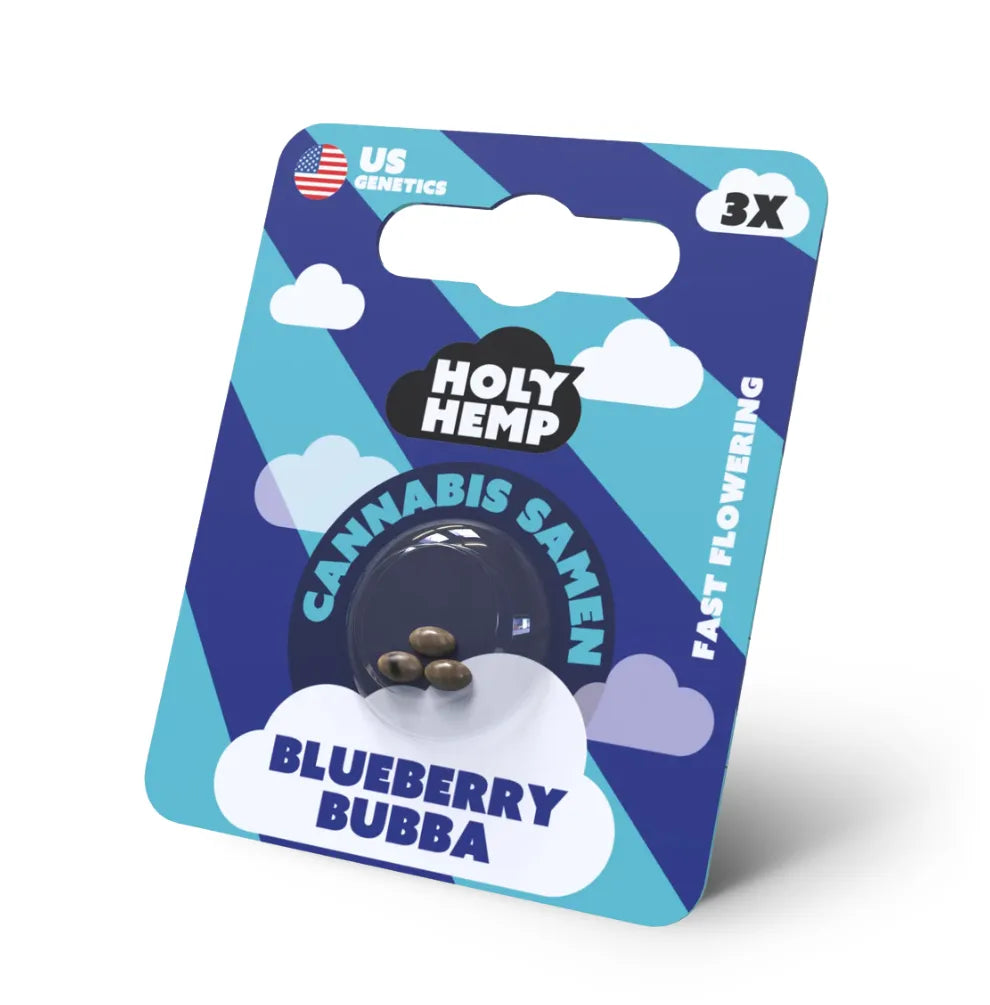 Holy Hemp Blueberry Bubba 3 feminisierte Fast Flowering Samen Verpackung PGZ-zertifiziert