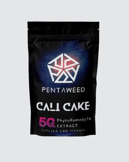 Pentaweed Cali Cake CBD Blüten – schwarze Verpackung mit 50 % PhytoRemedy™ Extract, mit CBD infundierte Premiumblüten