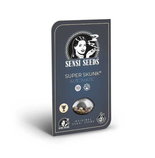 Super Skunk Automatic Hanfsamen von Sensi Seeds Produktpackung frontal