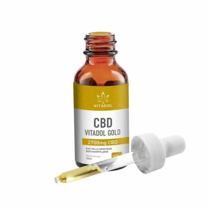 Vitadol Gold Bio CBD Öl 27% – 2.700 mg CBD, 10 ml geöffnete Flasche